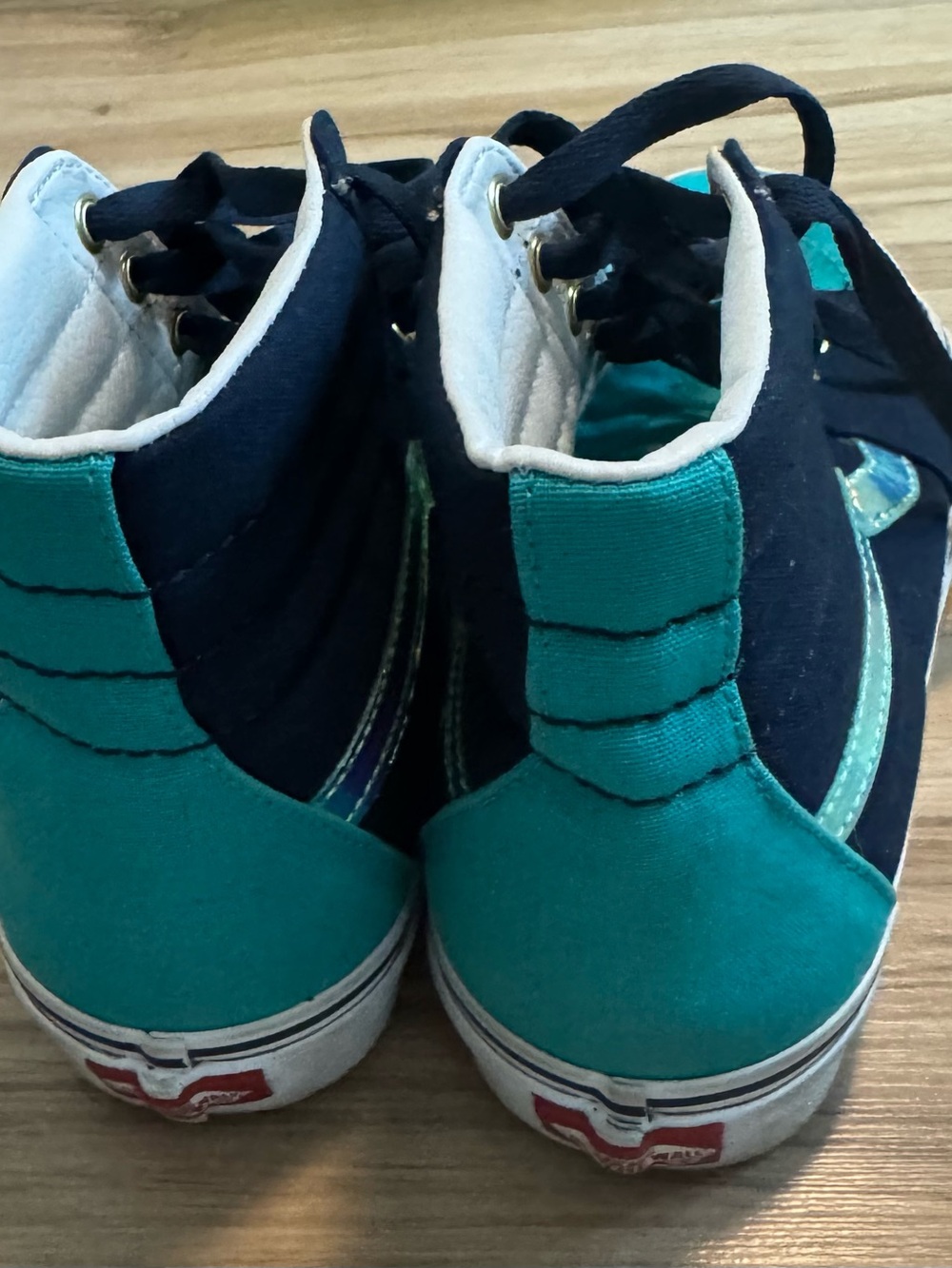 Vans womens High-Top Sneakers in Teal and Navy Blue - Picture 4 of 5
